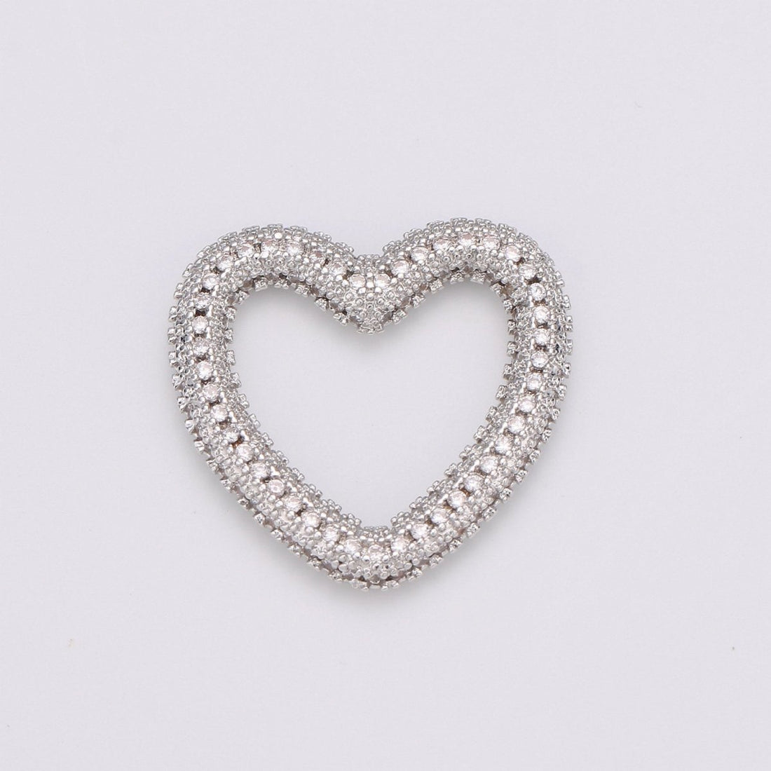 Dainty Heart Charm in Gold Filled - White Gold Filled Love Jewelry Micro Pave Heart Pendant 25X23mm, K-591 K-592