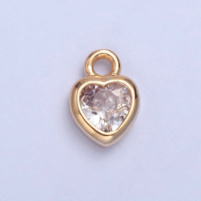 Dainty Heart Clear Cubic Zirconia CZ Charm For Jewelry Making | X-133
