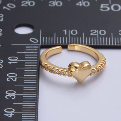 Dainty Heart Pave Ring Gold Silver CZ Ring Minimalist Jewelry O-2206 O-2207