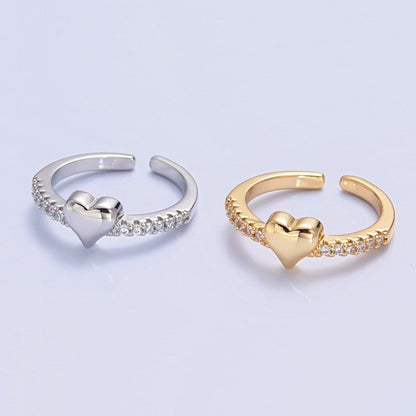 Dainty Heart Pave Ring Gold Silver CZ Ring Minimalist Jewelry O-2206 O-2207