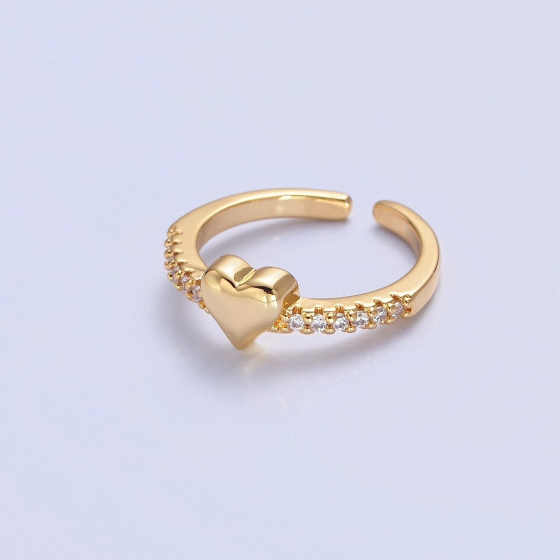 Dainty Heart Pave Ring Gold Silver CZ Ring Minimalist Jewelry O-2206 O-2207
