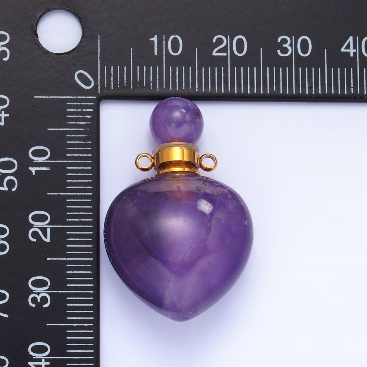 Dainty Heart Perfume Bottle Charm Rose Quartz Amethyst Aventurine Gemstone Essential Oil Bottle Pendant
