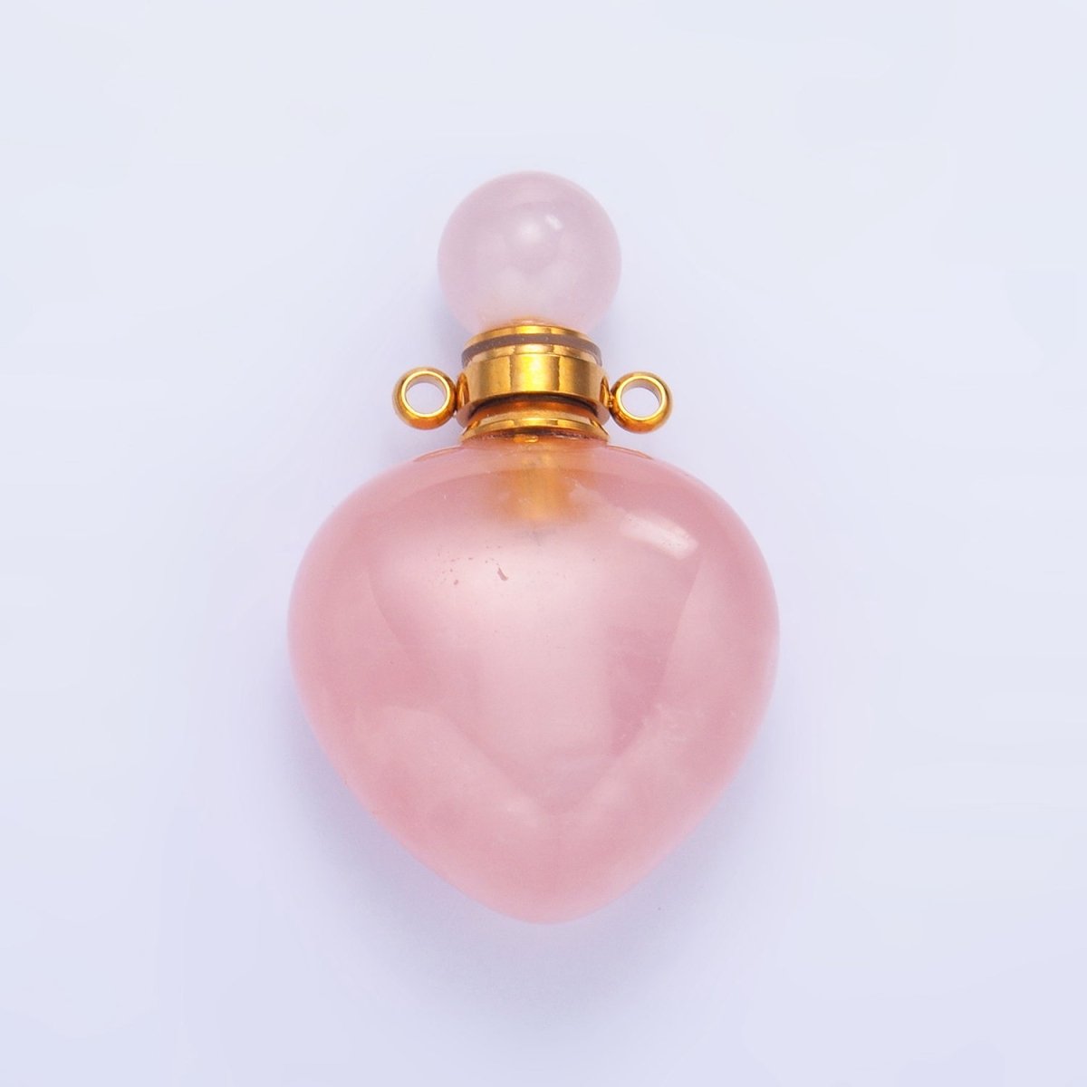 Dainty Heart Perfume Bottle Charm Rose Quartz Amethyst Aventurine Gemstone Essential Oil Bottle Pendant