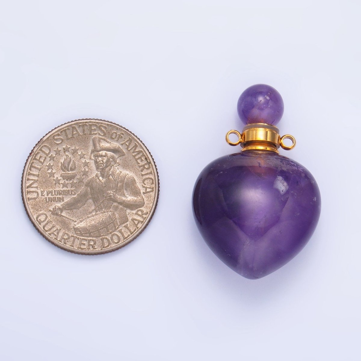 Dainty Heart Perfume Bottle Charm Rose Quartz Amethyst Aventurine Gemstone Essential Oil Bottle Pendant