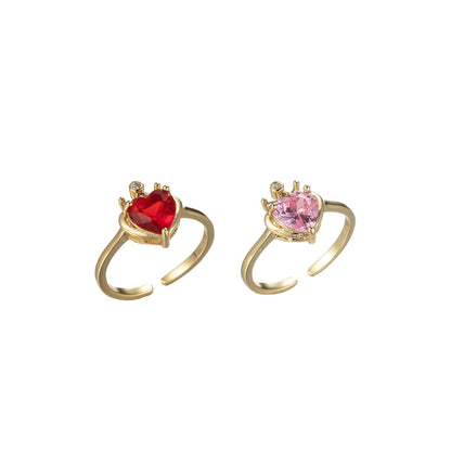 Dainty Heart Ring Red Pink Tiny Ring Cz Promise Ring, Solitaire Ring, Engagement Ring O-831~O-832