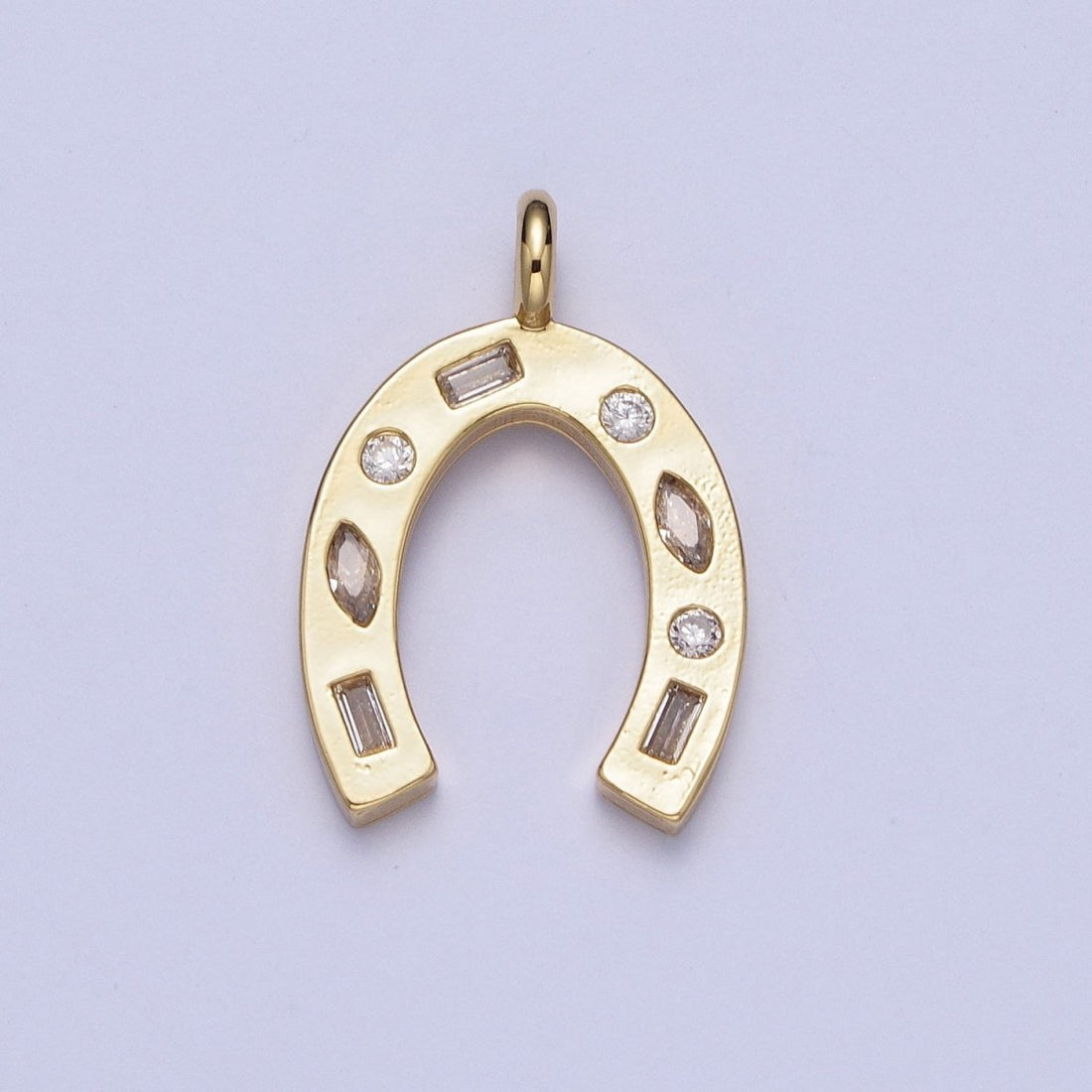 Dainty Horse Shoe Charm Cubic Lucky Charm for Necklace Bracelet Supply X-401