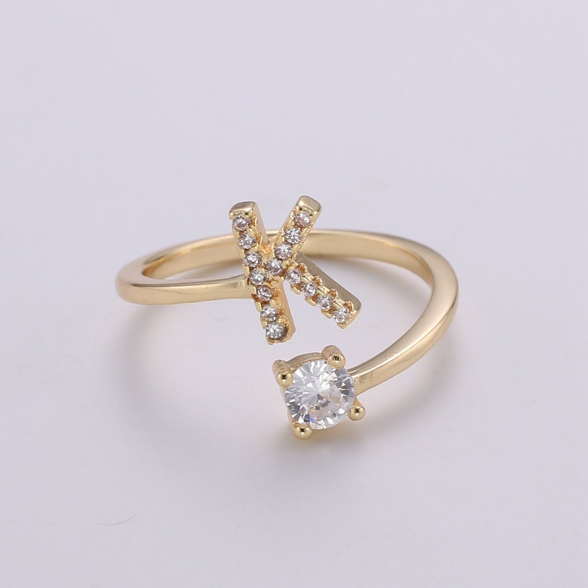 Dainty Initial Ring Gold Letter Ring Minimalist Initial Ring Initial Name Ring Adjustable Initial Cz Ring Personalized Bridesmaid Gift R-370-R-395