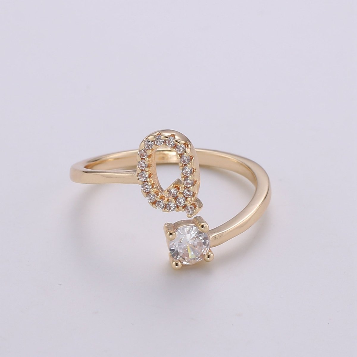 Dainty Initial Ring Gold Letter Ring Minimalist Initial Ring Initial Name Ring Adjustable Initial Cz Ring Personalized Bridesmaid Gift R-370-R-395