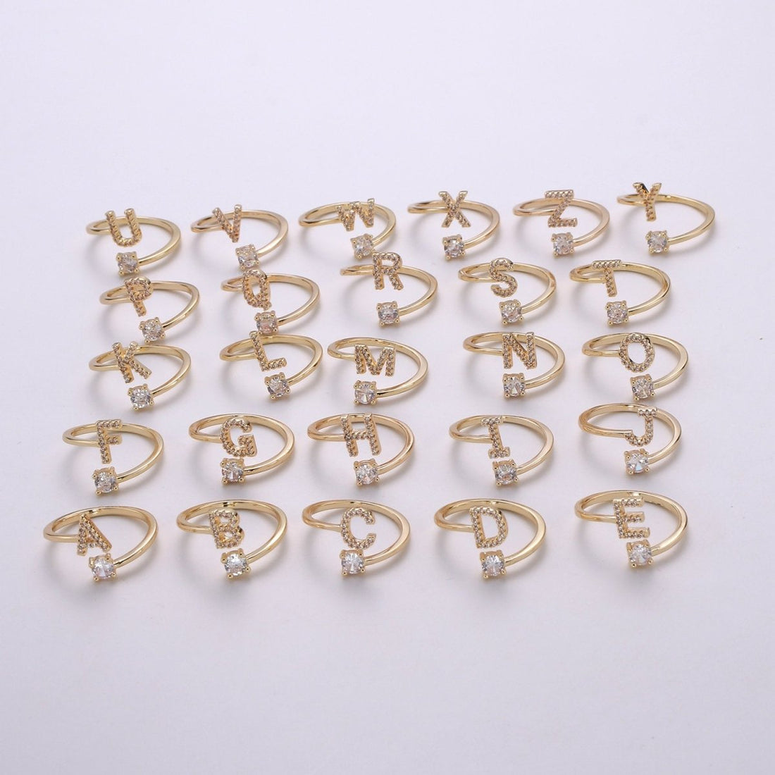 Dainty Initial Ring Gold Letter Ring Minimalist Initial Ring Initial Name Ring Adjustable Initial Cz Ring Personalized Bridesmaid Gift R-370-R-395
