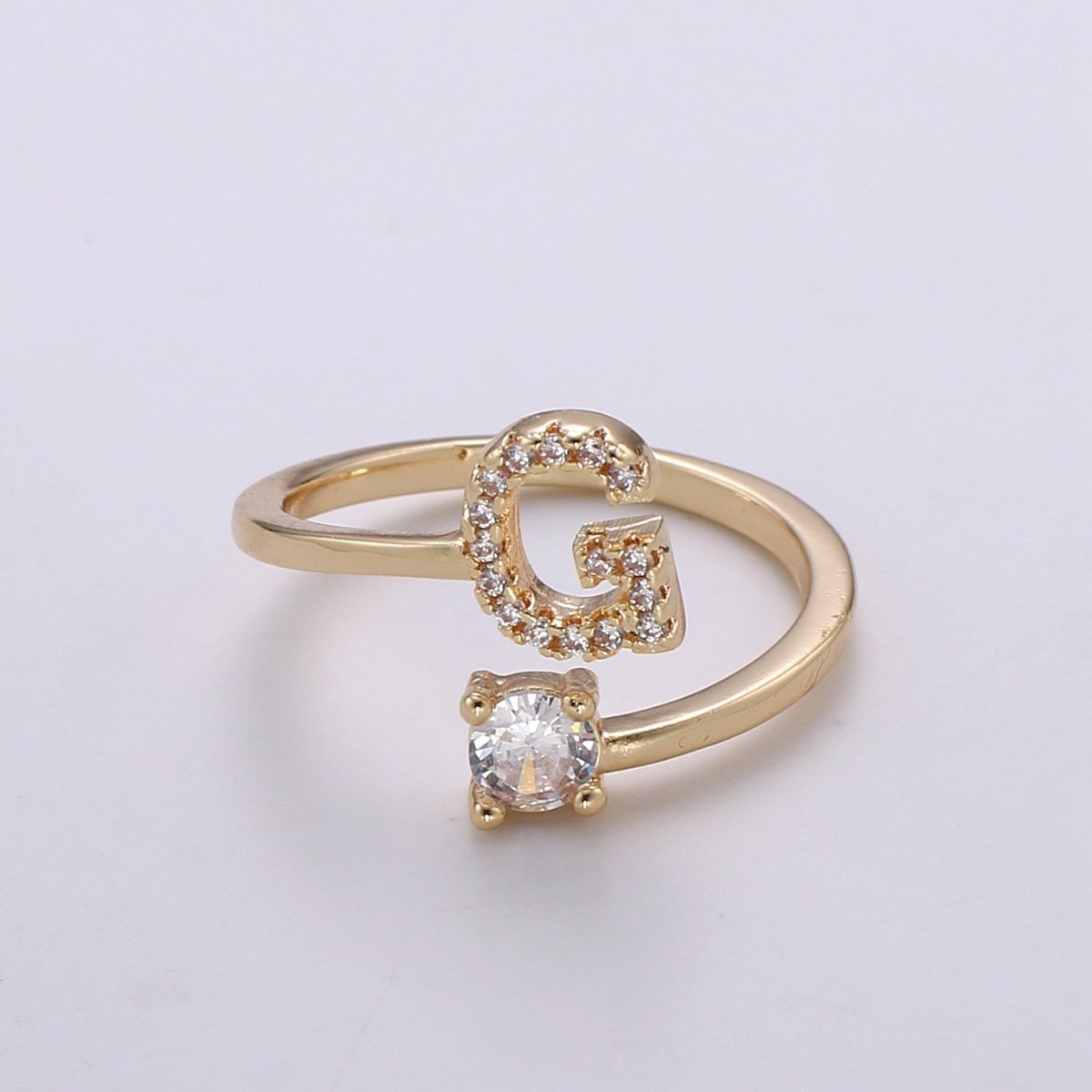 Dainty Initial Ring Gold Letter Ring Minimalist Initial Ring Initial Name Ring Adjustable Initial Cz Ring Personalized Bridesmaid Gift R-370-R-395