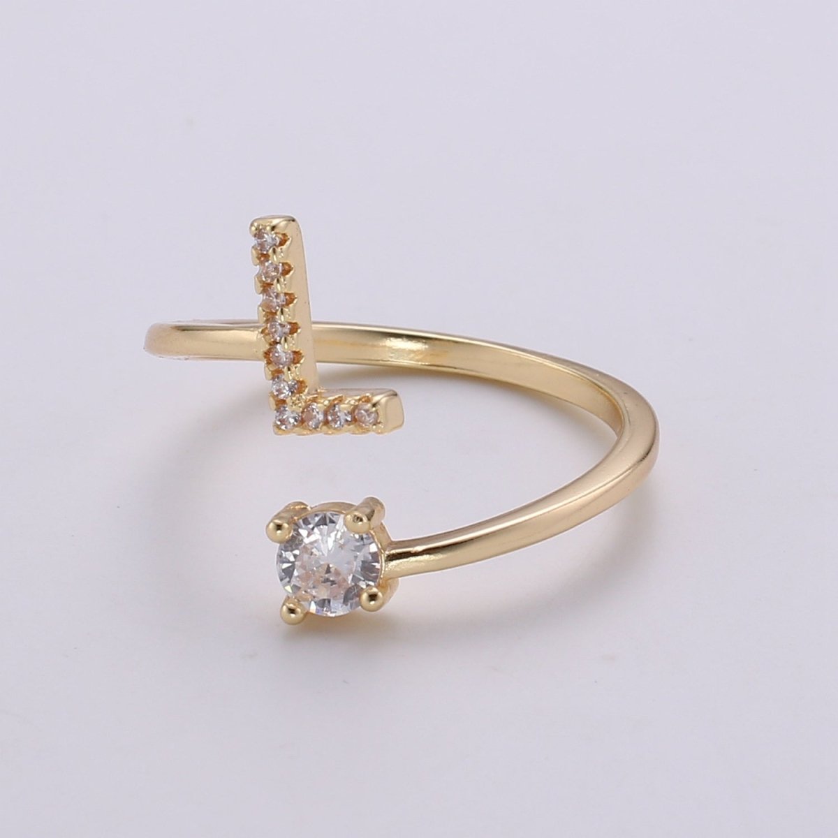 Dainty Initial Ring Gold Letter Ring Minimalist Initial Ring Initial Name Ring Adjustable Initial Cz Ring Personalized Bridesmaid Gift R-370-R-395