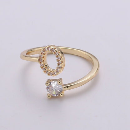 Dainty Initial Ring Gold Letter Ring Minimalist Initial Ring Initial Name Ring Adjustable Initial Cz Ring Personalized Bridesmaid Gift R-370-R-395