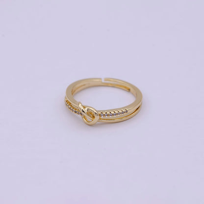 Dainty Knot Twist Cz Ring Open Adjustable U-217