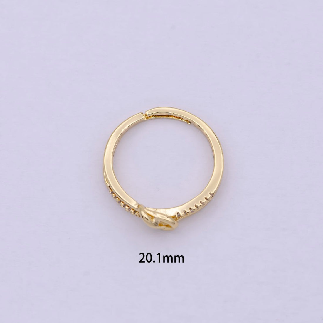Dainty Knot Twist Cz Ring Open Adjustable U-217
