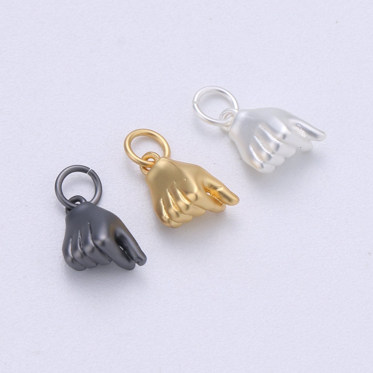 14K Gold Filled Matte Heart Love Hand Gesture Symbol Charm in Gold, Silver, Black | C404