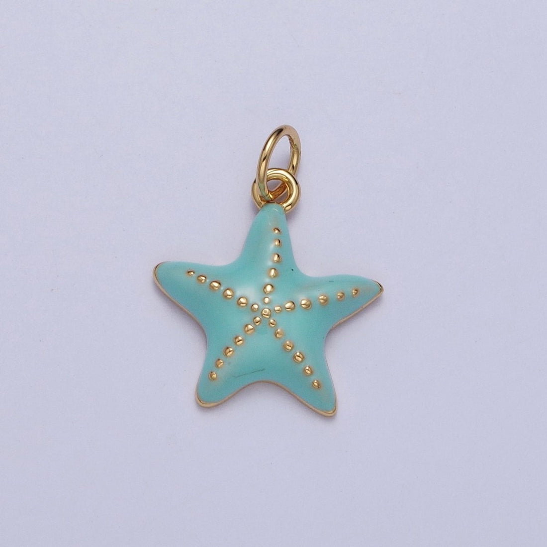 Dainty Light Blue Starfish Charm, Small Summer Beach Style Starfish Charm For Jewelry Making AG-128