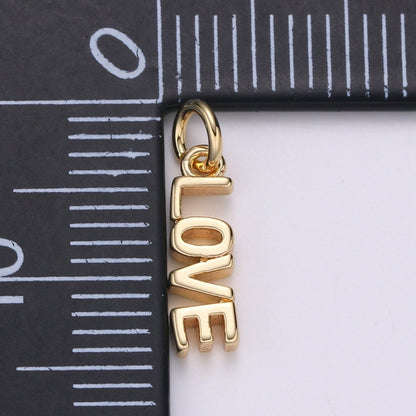 Dainty Love Charm 18k Gold Filled Love Script Words Charm for Bracelet Necklace Earring Component Diy Jewelry Making Supply E-141