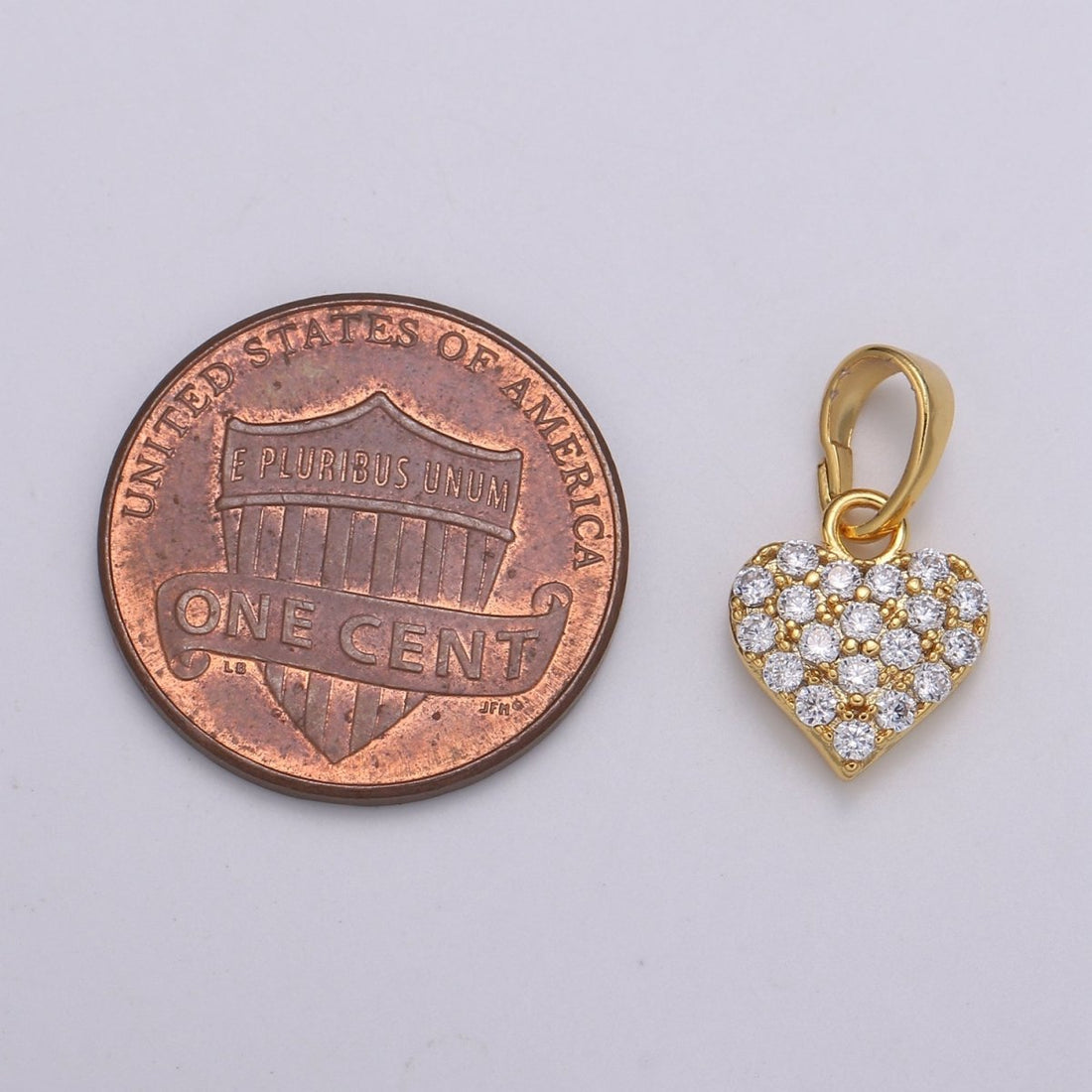 Dainty Love Charm 24K Gold Filled Micro Pave CZ Heart Pendant 16.5x9mm H-034