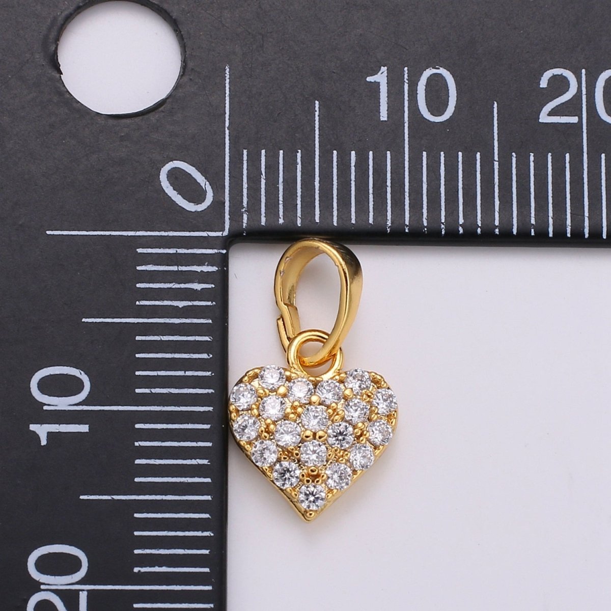 Dainty Love Charm 24K Gold Filled Micro Pave CZ Heart Pendant 16.5x9mm H-034
