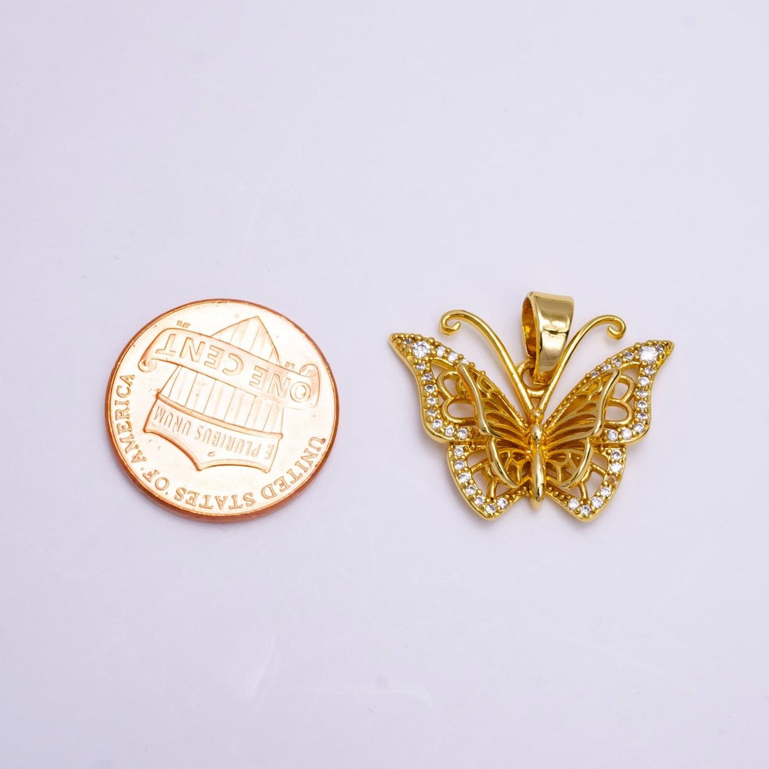 Dainty Mariposa butterfly Charm Cubic Monarch Pendant AA-750