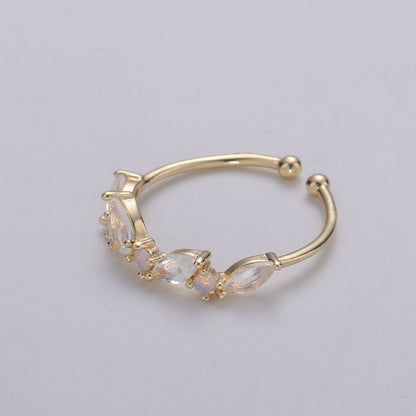 Dainty Marquise Ring, Minimalist Jewelry, CZ ring, stackable ring, Open Adjustable ring, thin gold ring, stacking R-141