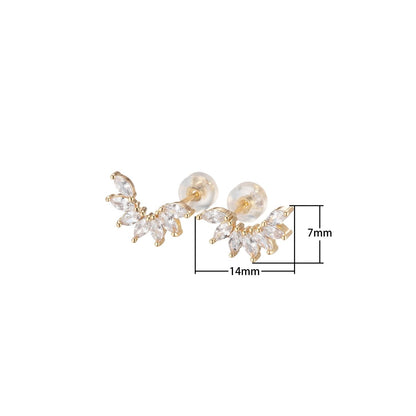 Dainty Marquise Stones Climber Stud Earrings for Wedding Bridesmaid Bridal Earring Jewelry