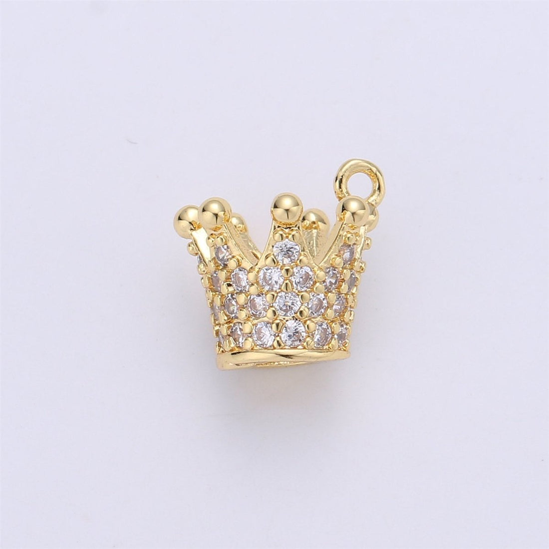 Dainty Micro Pave Gold Crown charm in 24k gold Filled Charm Cubic zirconia for Necklace Bracelet Earring Charm Jewelry Making supply C-679