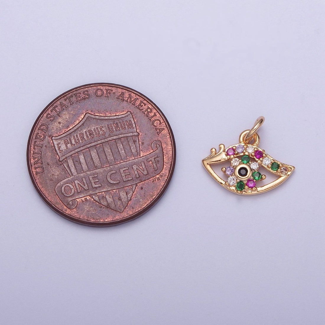 Dainty Micro Paved Multicolor CZ Evil Eye Protection Eye Charm | X-175 - X-182