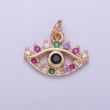 Dainty Micro Paved Multicolor CZ Evil Eye Protection Eye Charm | X-175 - X-182