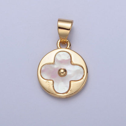 Dainty MOP Flower Charm, mother-of-pearl pendant, Gold Plated I-171