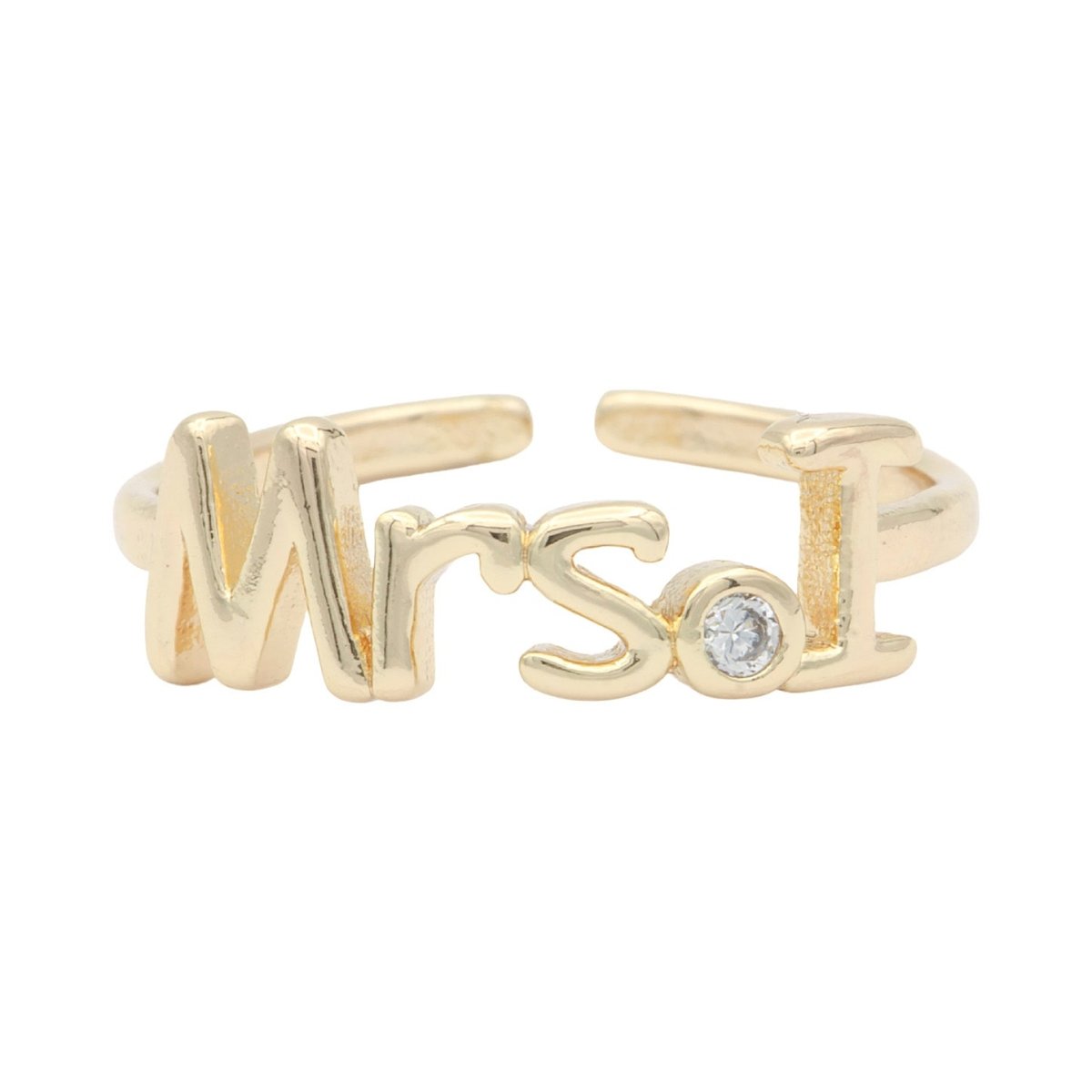 Dainty Mrs Ring Gold Letter Minimalist Initial Name Ring Adjustable Engagement Gift O-927-O-952