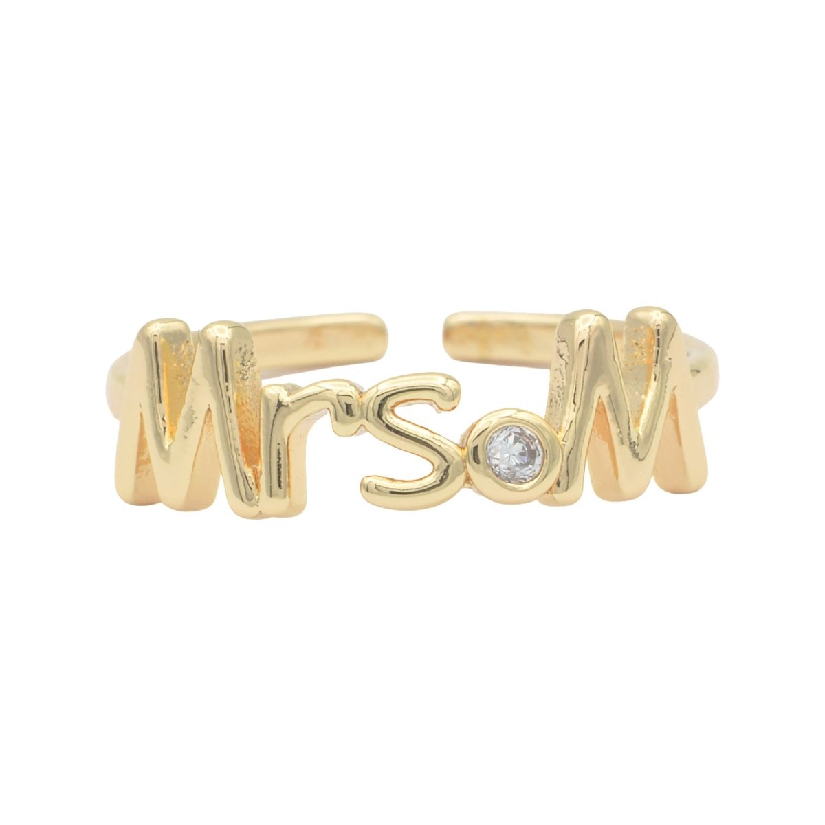 Dainty Mrs Ring Gold Letter Minimalist Initial Name Ring Adjustable Engagement Gift O-927-O-952