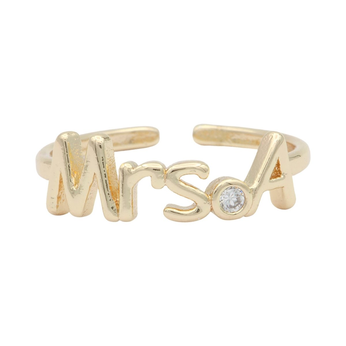 Dainty Mrs Ring Gold Letter Minimalist Initial Name Ring Adjustable Engagement Gift O-927-O-952