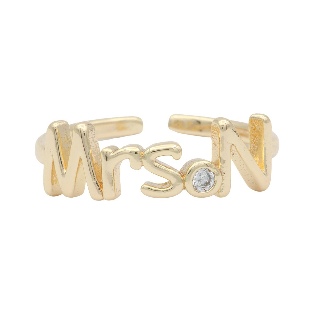 Dainty Mrs Ring Gold Letter Minimalist Initial Name Ring Adjustable Engagement Gift O-927-O-952