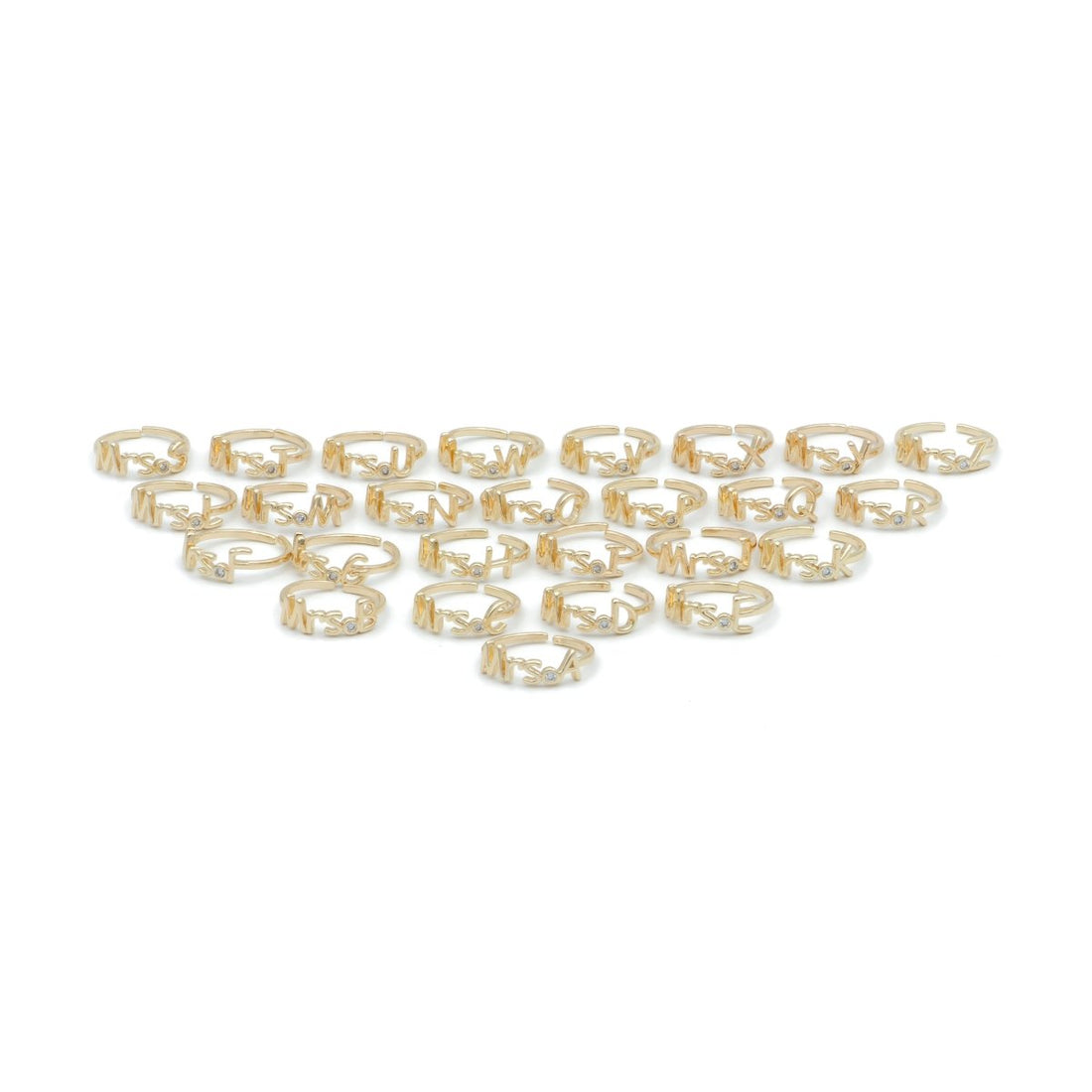 Dainty Mrs Ring Gold Letter Minimalist Initial Name Ring Adjustable Engagement Gift O-927-O-952
