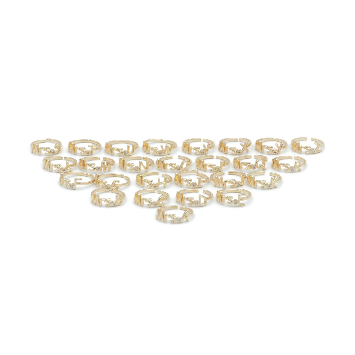 Dainty Mrs Ring Gold Letter Minimalist Initial Name Ring Adjustable Engagement Gift O-927-O-952