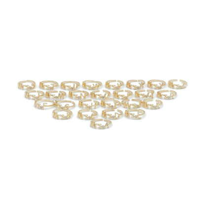Dainty Mrs Ring Gold Letter Minimalist Initial Name Ring Adjustable Engagement Gift O-927-O-952