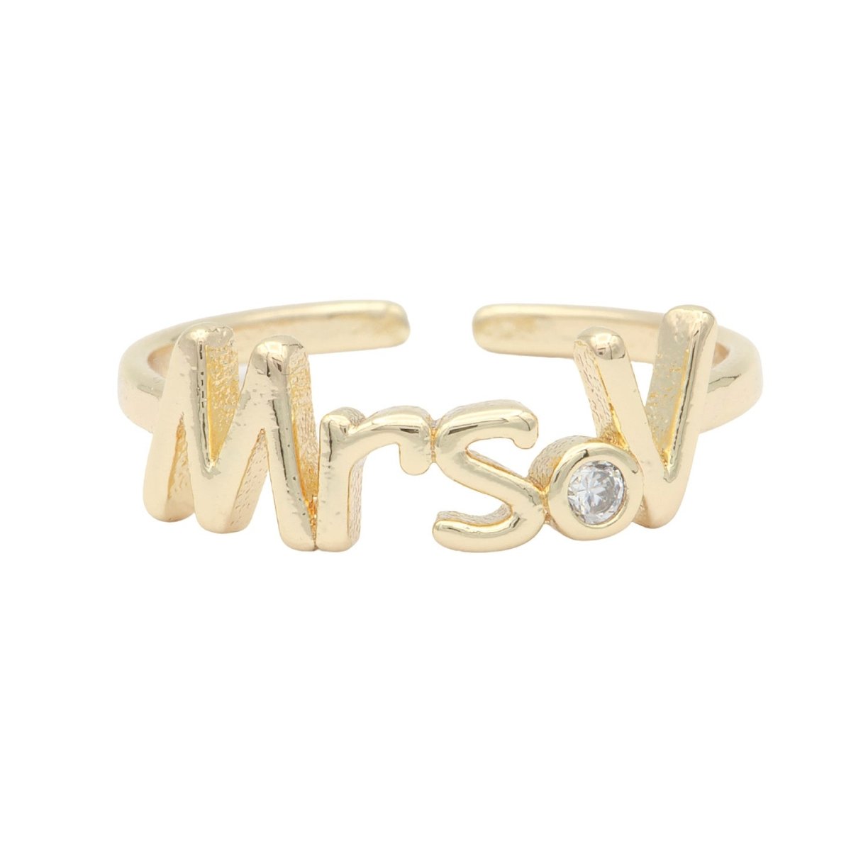 Dainty Mrs Ring Gold Letter Minimalist Initial Name Ring Adjustable Engagement Gift O-927-O-952