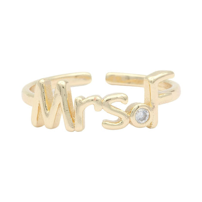 Dainty Mrs Ring Gold Letter Minimalist Initial Name Ring Adjustable Engagement Gift O-927-O-952