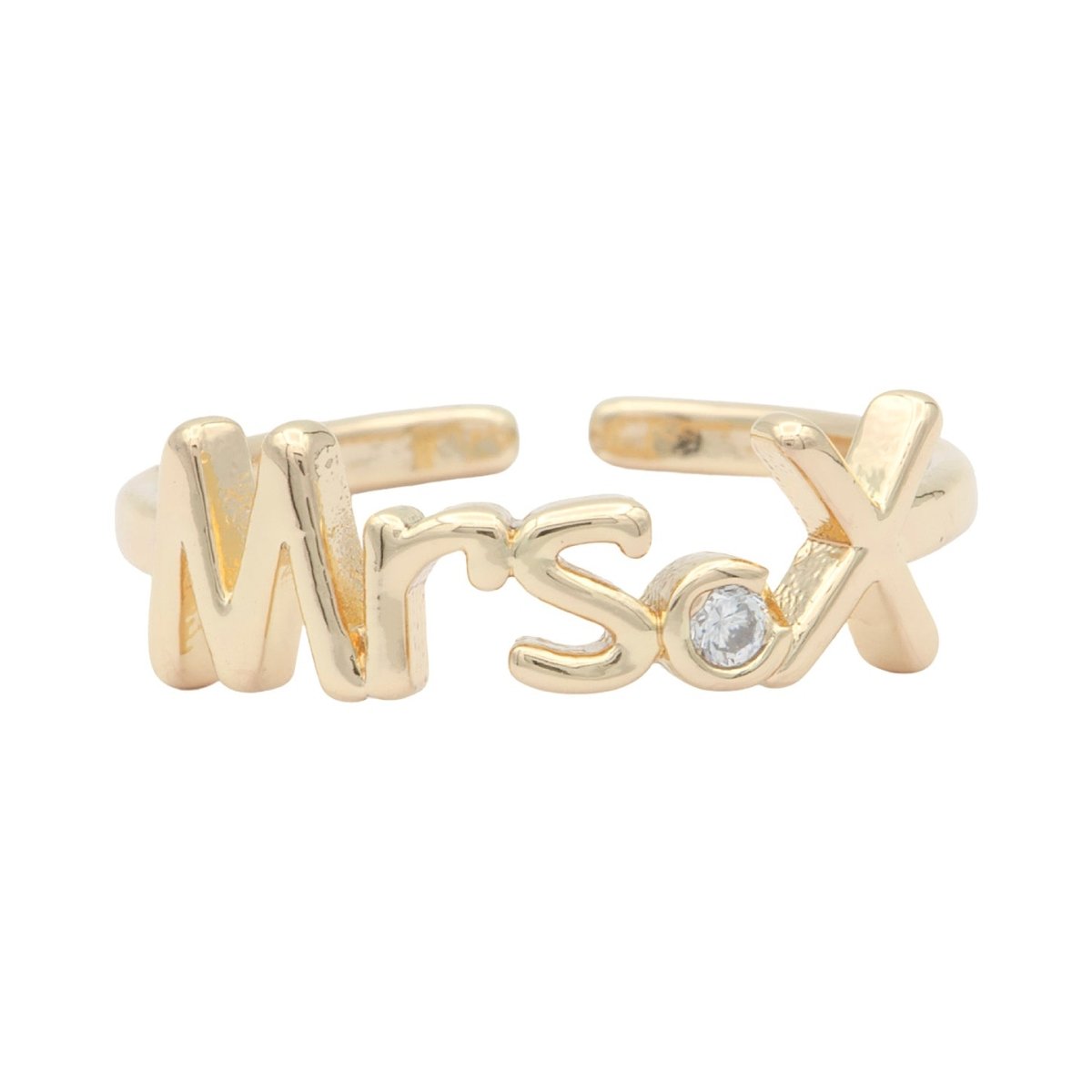 Dainty Mrs Ring Gold Letter Minimalist Initial Name Ring Adjustable Engagement Gift O-927-O-952