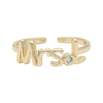 Dainty Mrs Ring Gold Letter Minimalist Initial Name Ring Adjustable Engagement Gift O-927-O-952