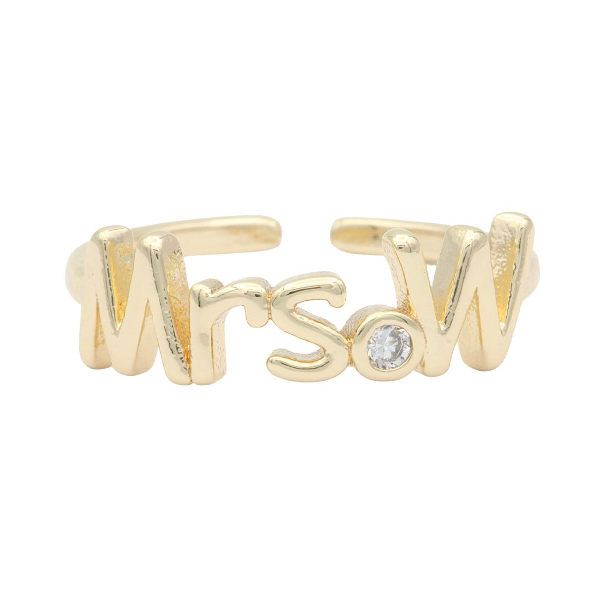Dainty Mrs Ring Gold Letter Minimalist Initial Name Ring Adjustable Engagement Gift O-927-O-952