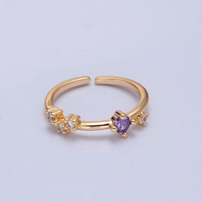 Dainty Multi-Stone Ring • Gold Band Cz Birthstone Ring O-2152~ O-2157