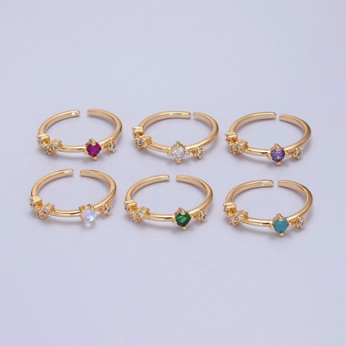 Dainty Multi-Stone Ring • Gold Band Cz Birthstone Ring O-2152~ O-2157
