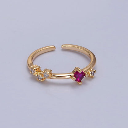 Dainty Multi-Stone Ring • Gold Band Cz Birthstone Ring O-2152~ O-2157