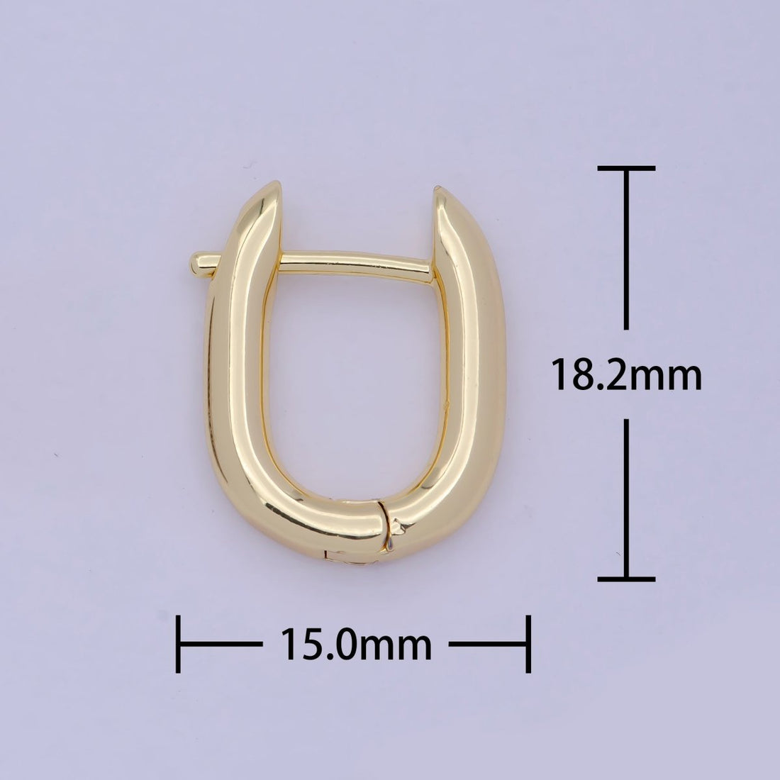 Dainty Oblong Rectangle Hoop Earring, Gold U Shape Huggie Hoop Minimalist Jewelry V-368