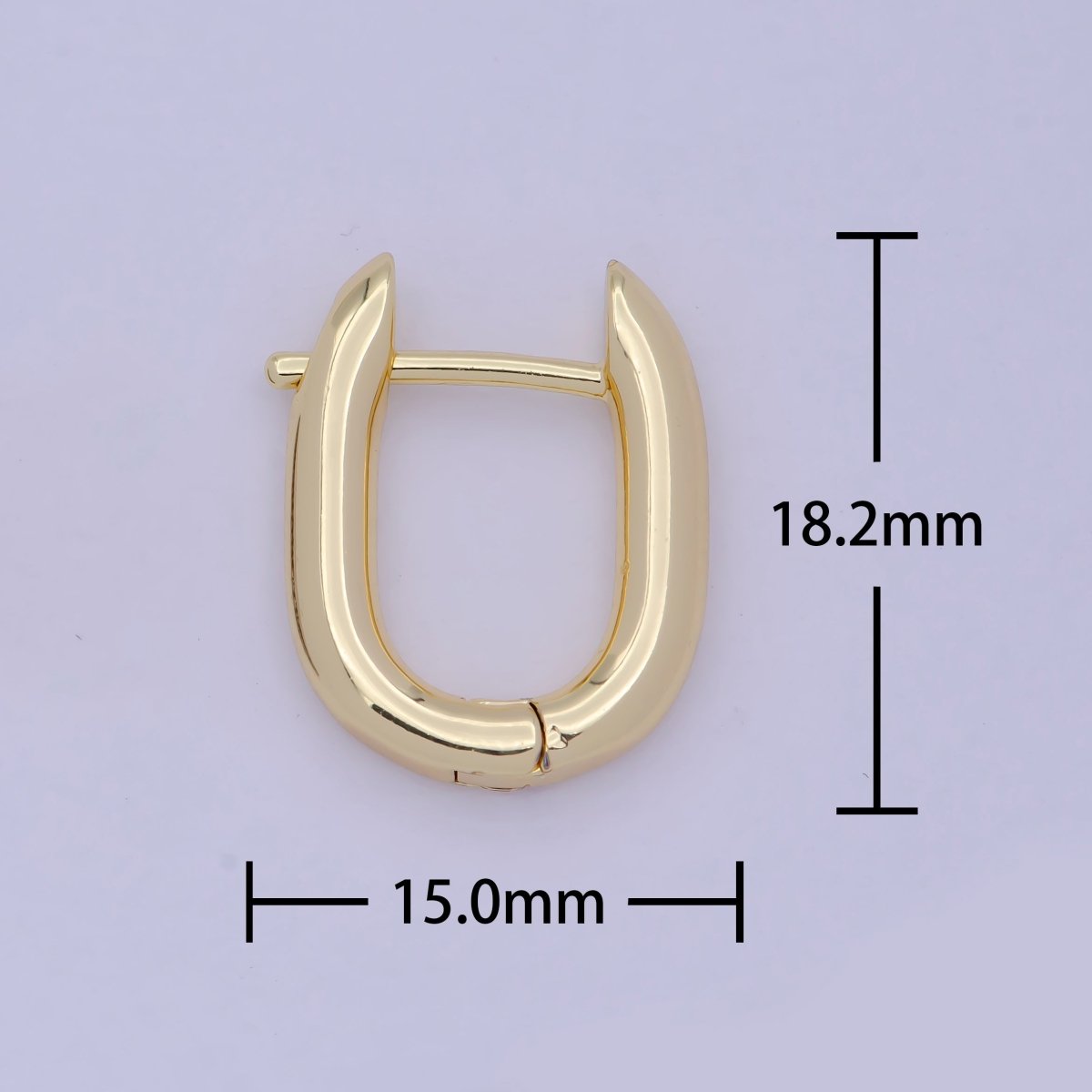 Dainty Oblong Rectangle Hoop Earring, Gold U Shape Huggie Hoop Minimalist Jewelry V-368
