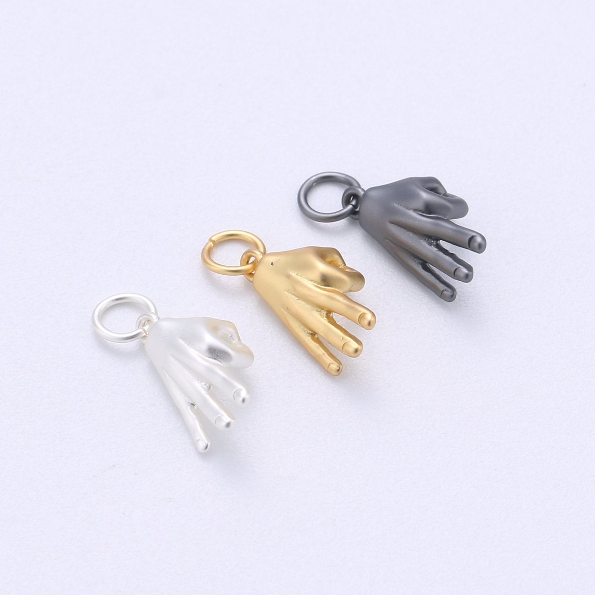 14K Gold Filled Matte "A-OKAY" Hand Gesture Symbol Charm in Gold, Silver, Black | C405