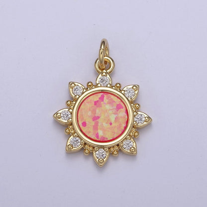 Dainty Opal Sun Charm Clear Pink Blue Opal Celestial Jewelry Inspired N-668 - N-670