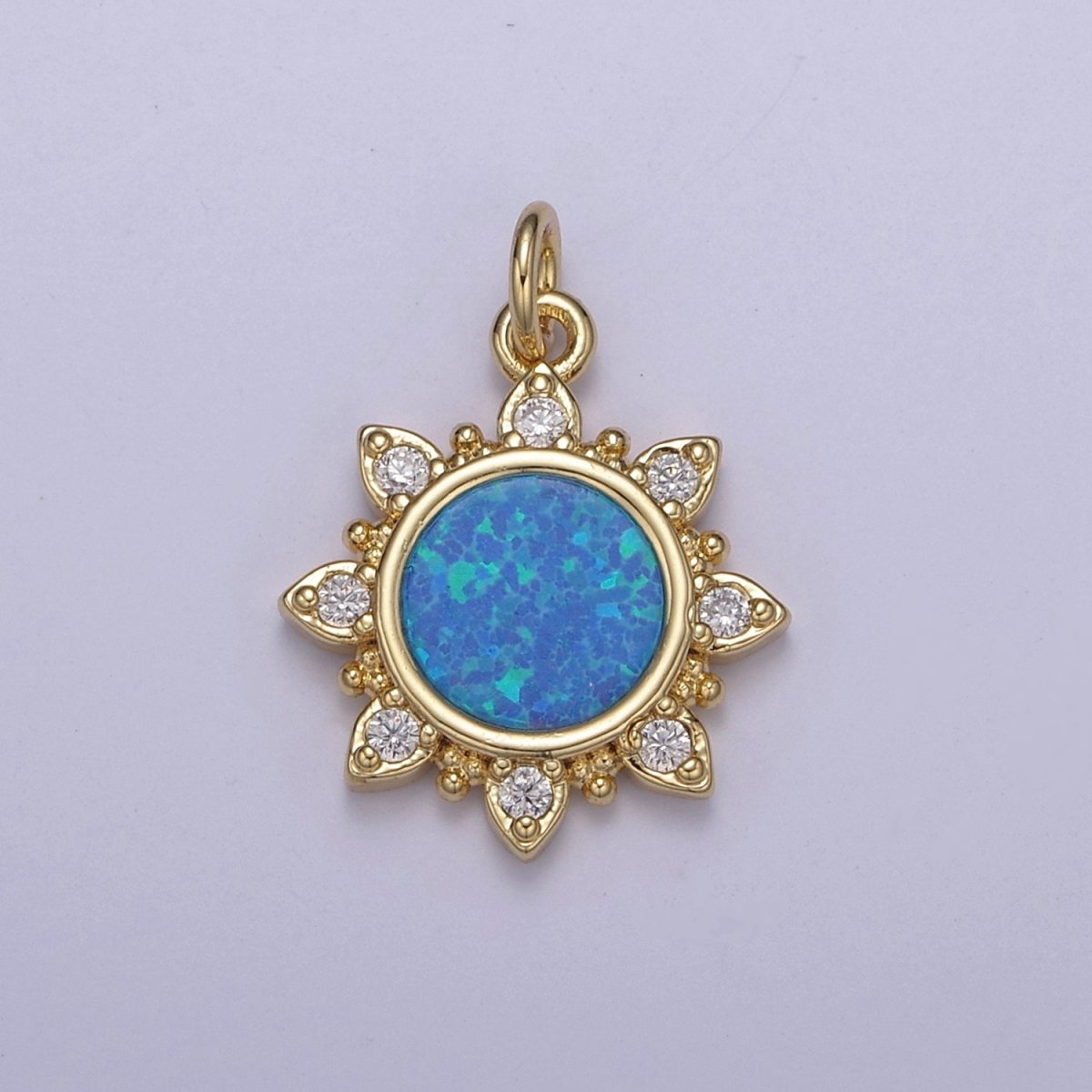 Dainty Opal Sun Charm Clear Pink Blue Opal Celestial Jewelry Inspired N-668 - N-670